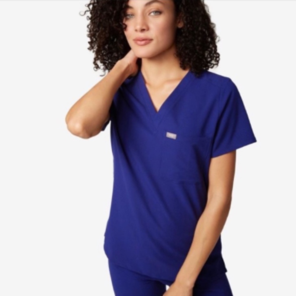 Figs Deep Royal Blue Catarina One-Pocket Scrub Top